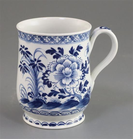 A Bow bell-shaped blue and white mug, c.1770 H. 11.3cm